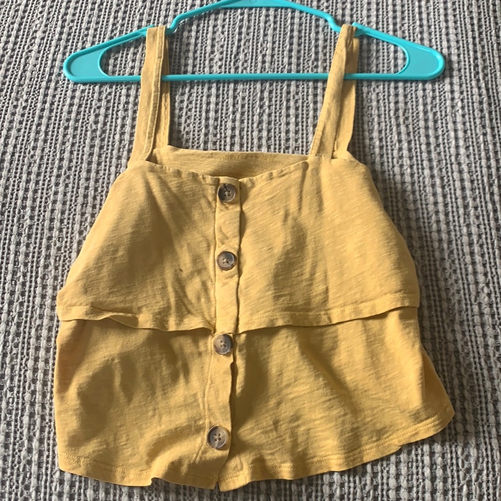 Yellow button tank top